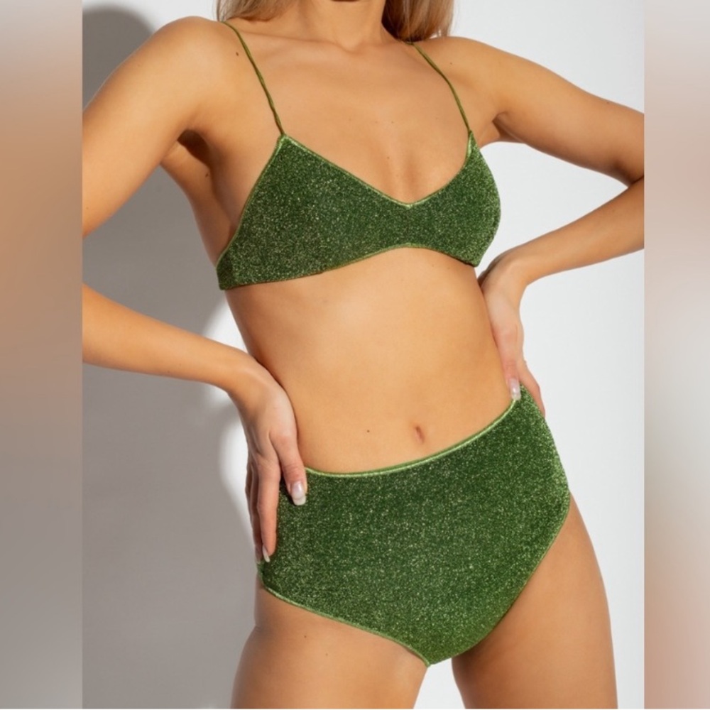 Oseree LUMIÈRE METLALLIC GREEN BIKINI SET size M Rey $260 NWT